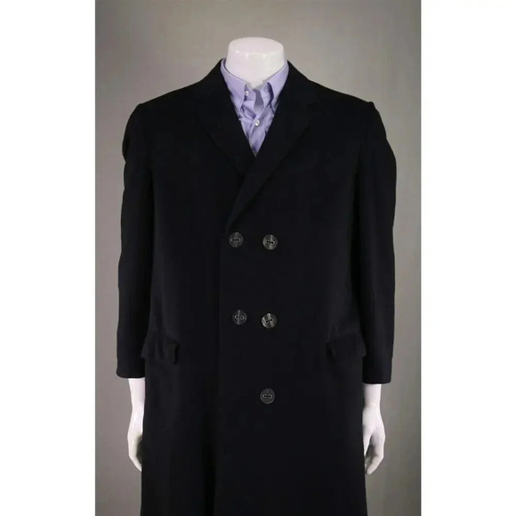 Lit Brothers Navy 100% Cashmere Continental Cashmere Vienna Austria Overcoat~ L - Picture 2 of 10